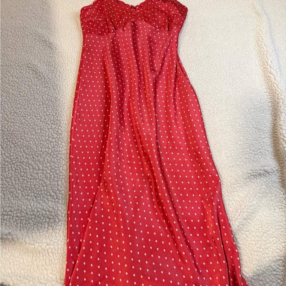 Japna Strapless Red Polka Dot Dress